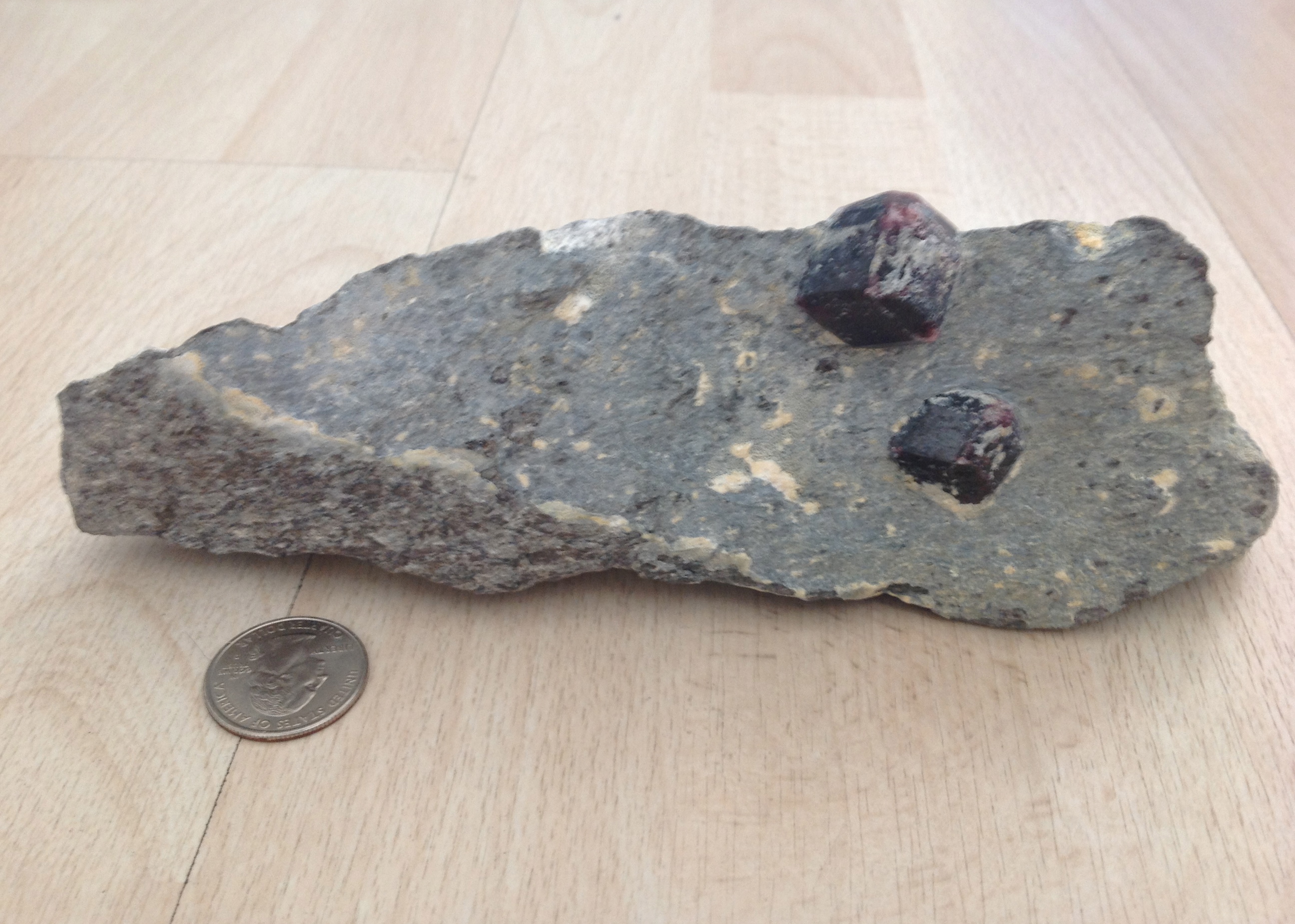 almandine garnet in schist